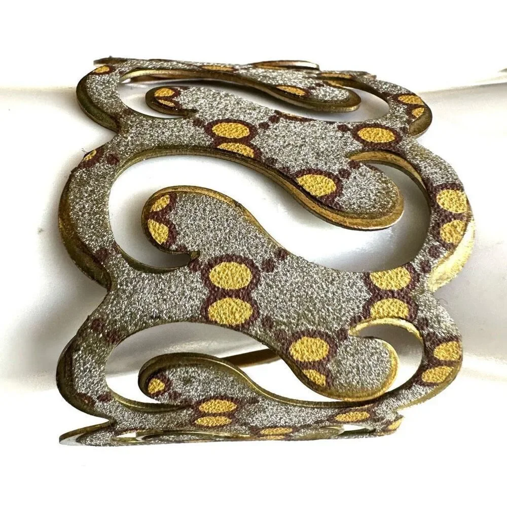 Silver gold wide cuff bracelet silver gold
